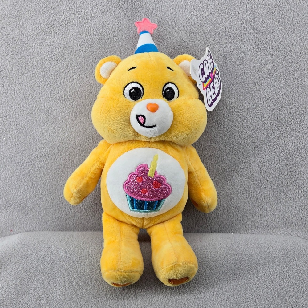 Care Bears Unisex NWT 9in Birthday Bear Plush Yellow Cupcake Party Hat 2022